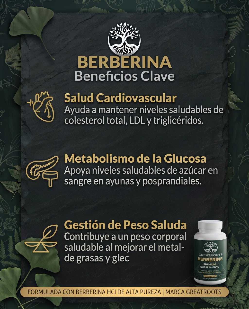 GreatRoots Berberine – Glucose Metabolism & Digestive Support