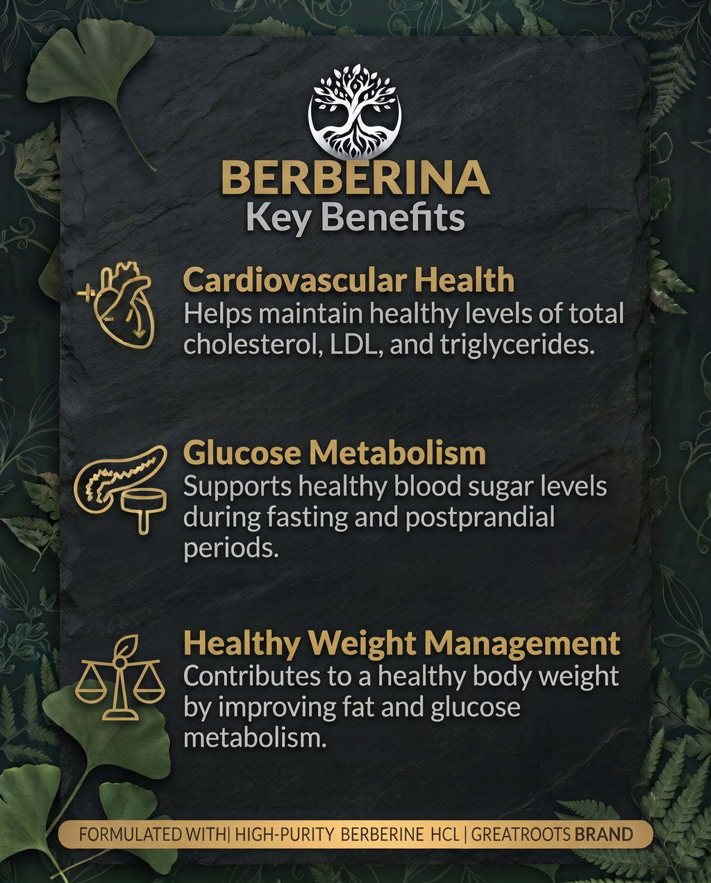GreatRoots Berberine – Glucose Metabolism & Digestive Support
