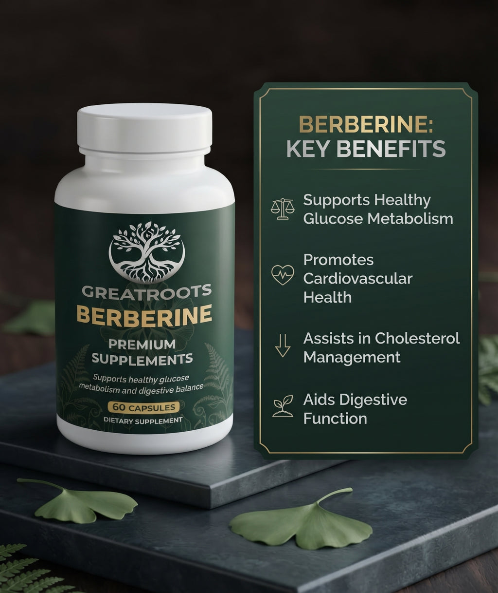 GreatRoots Berberine – Glucose Metabolism & Digestive Support